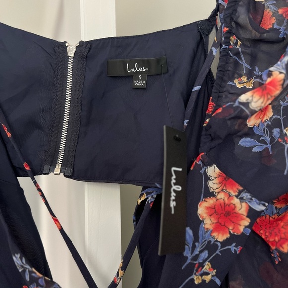 NWT: Growing, Gone Navy Blue Floral Print Cutout Maxi Dress | Size S - Picture 5 of 5